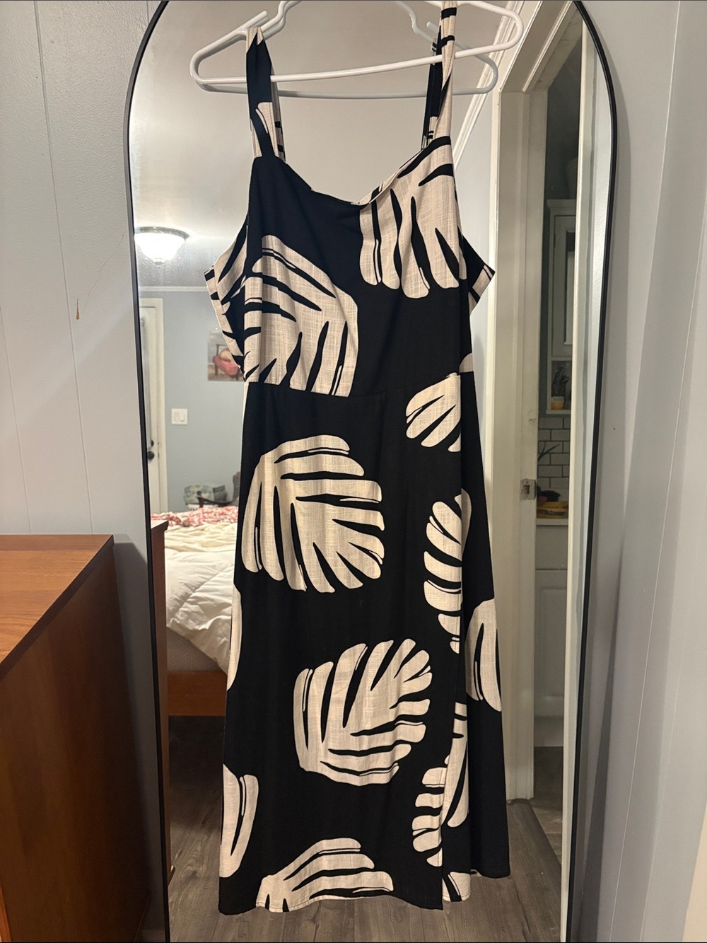 Nine West Black Maxi Dress with Cream Palm Print